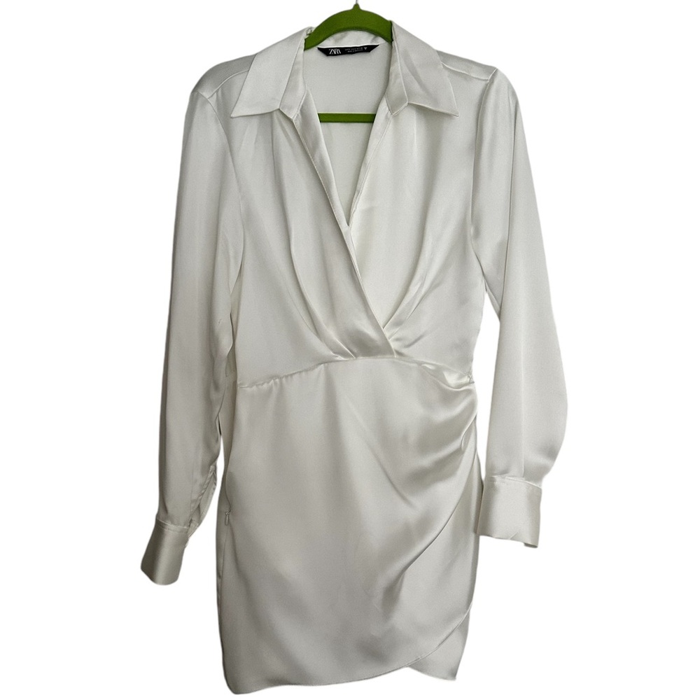 White Satin Draped Dress